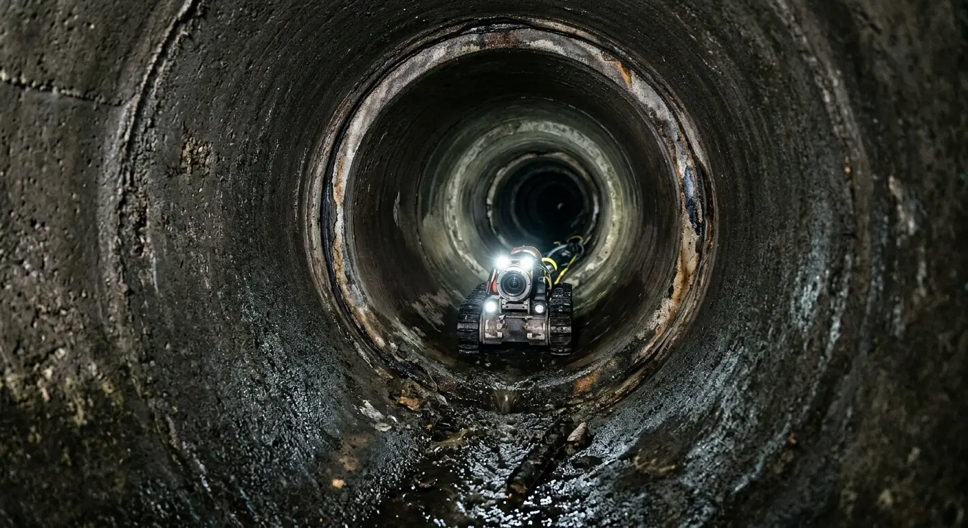 Robotic sewer camera inspecting pipe interior for Drain Snake Service in Montgomery